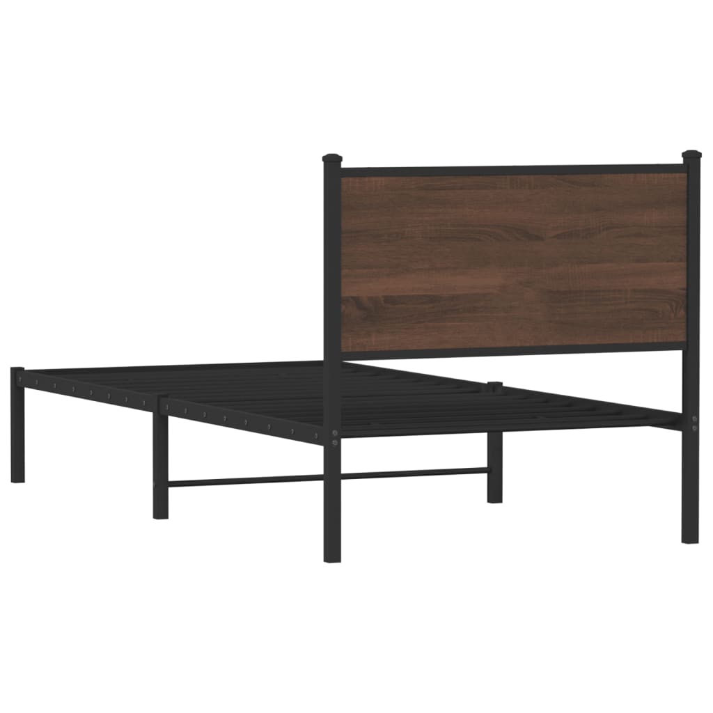 Cadre de lit en métal sans matelas chêne marron 90x200 cm