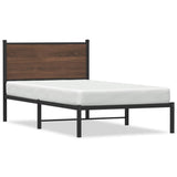 Cadre de lit en métal sans matelas chêne marron 100x190 cm