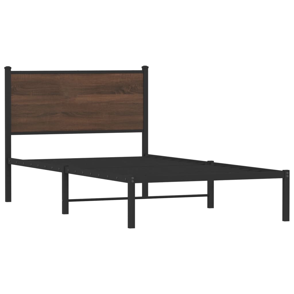 Cadre de lit en métal sans matelas chêne marron 100x190 cm