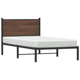 Cadre de lit en métal sans matelas chêne marron 100x190 cm