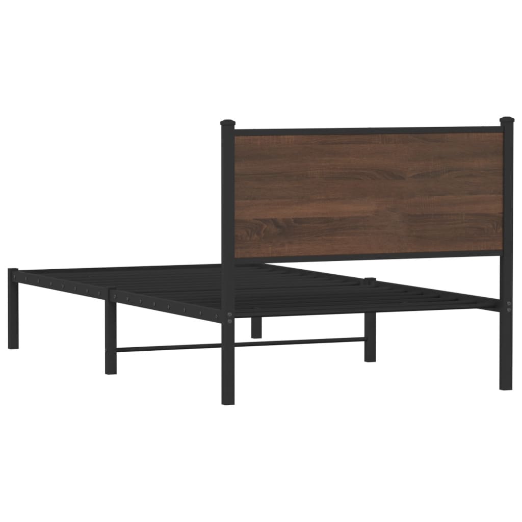 Cadre de lit en métal sans matelas chêne marron 100x190 cm