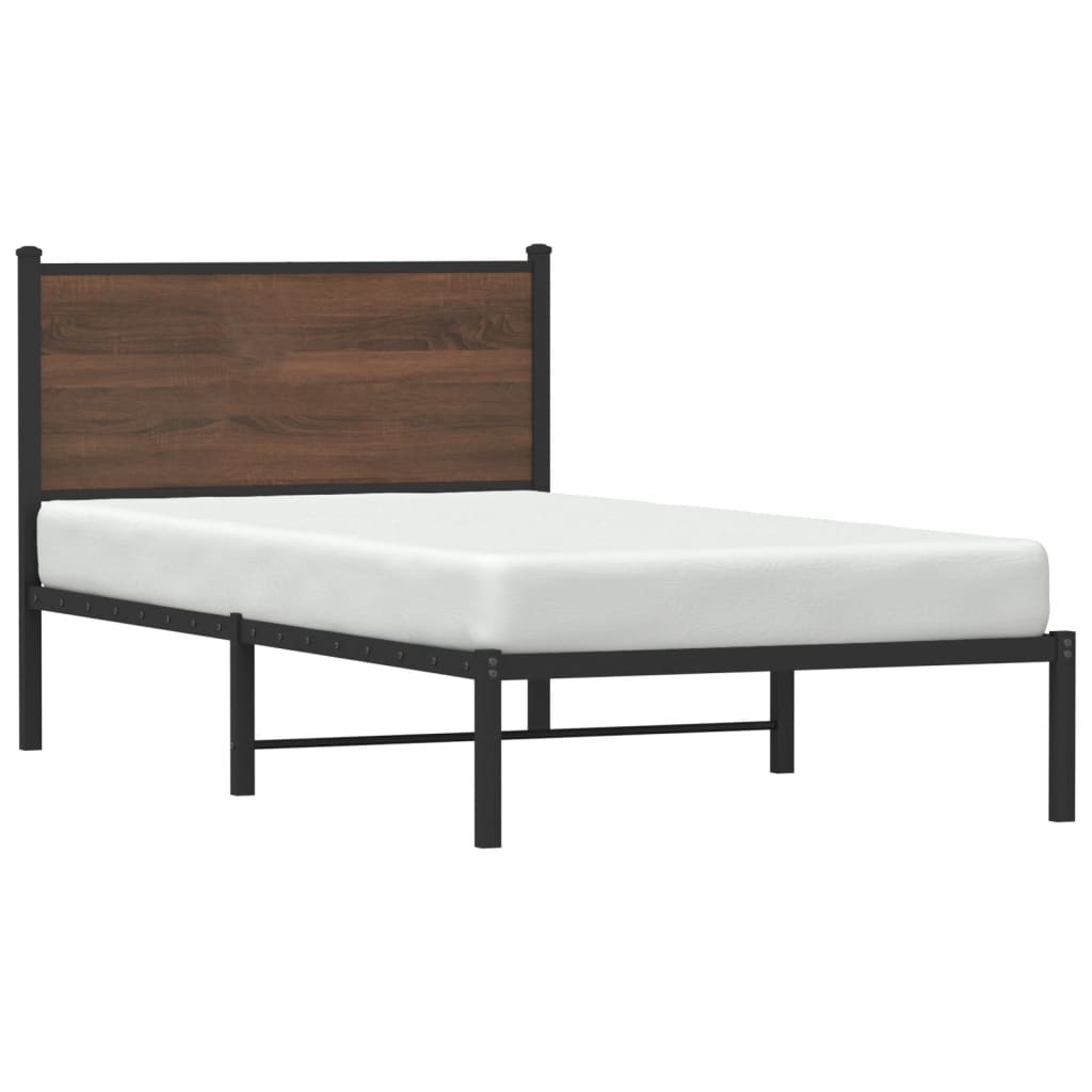 Cadre de lit en métal sans matelas chêne marron 100x200 cm