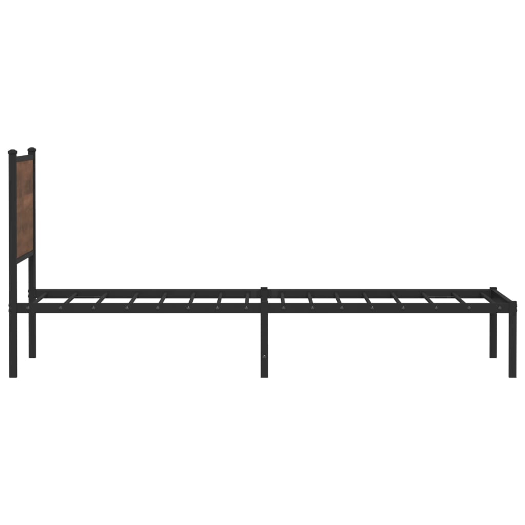 Cadre de lit en métal sans matelas chêne marron 107x203 cm