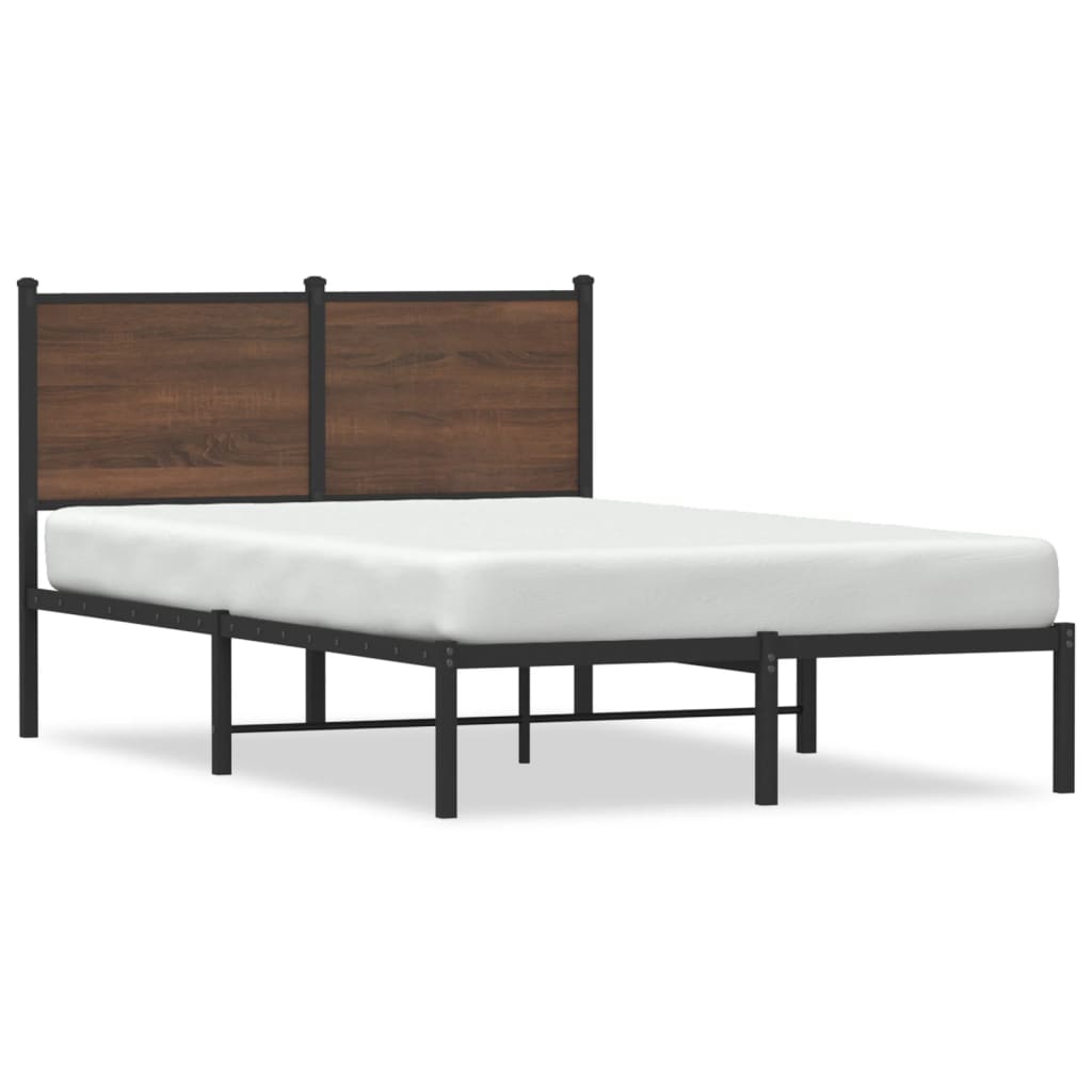 Cadre de lit en métal sans matelas chêne marron 120x190 cm