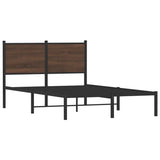 Cadre de lit en métal sans matelas chêne marron 120x190 cm