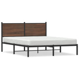 Cadre de lit en métal sans matelas chêne marron 137x190 cm