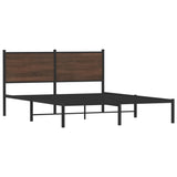 Cadre de lit en métal sans matelas chêne marron 137x190 cm