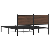 Cadre de lit en métal sans matelas chêne marron 137x190 cm