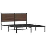 Cadre de lit en métal sans matelas chêne marron 140x190 cm