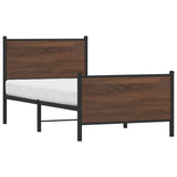 Cadre de lit en métal sans matelas chêne marron 90x190 cm