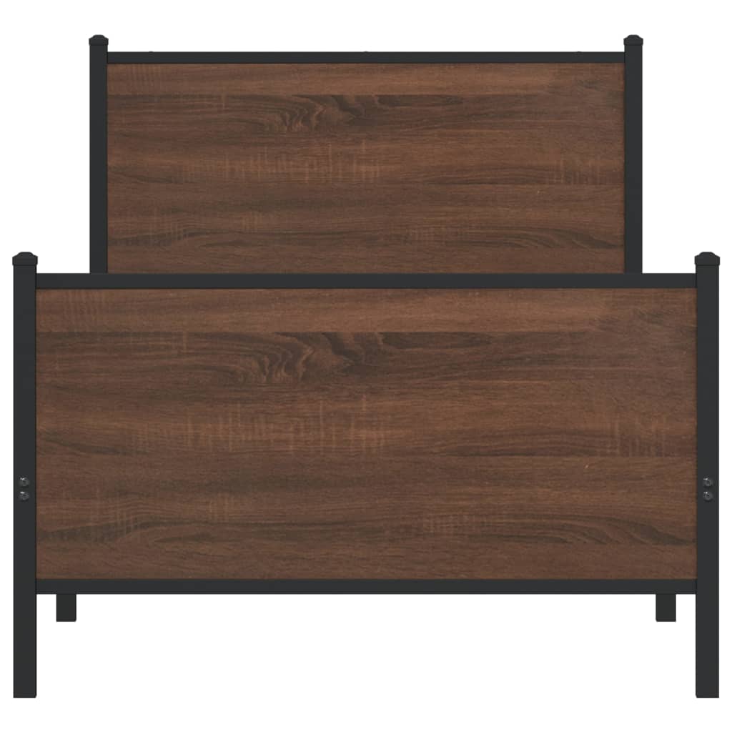 Cadre de lit en métal sans matelas chêne marron 90x190 cm