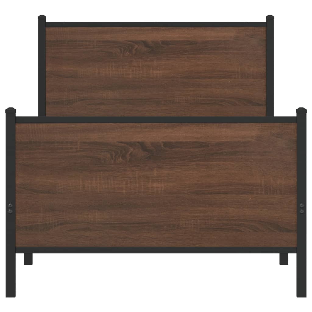 Cadre de lit en métal sans matelas chêne marron 100x200 cm