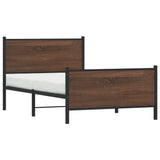 Cadre de lit en métal sans matelas chêne marron 107x203 cm