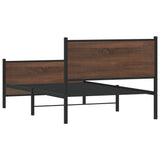 Cadre de lit en métal sans matelas chêne marron 107x203 cm