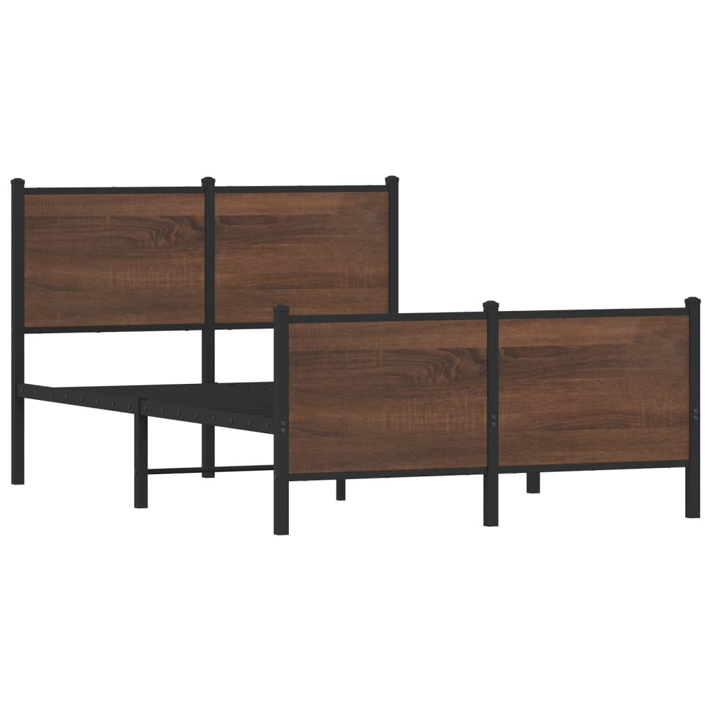 Cadre de lit en métal sans matelas chêne marron 120x190 cm