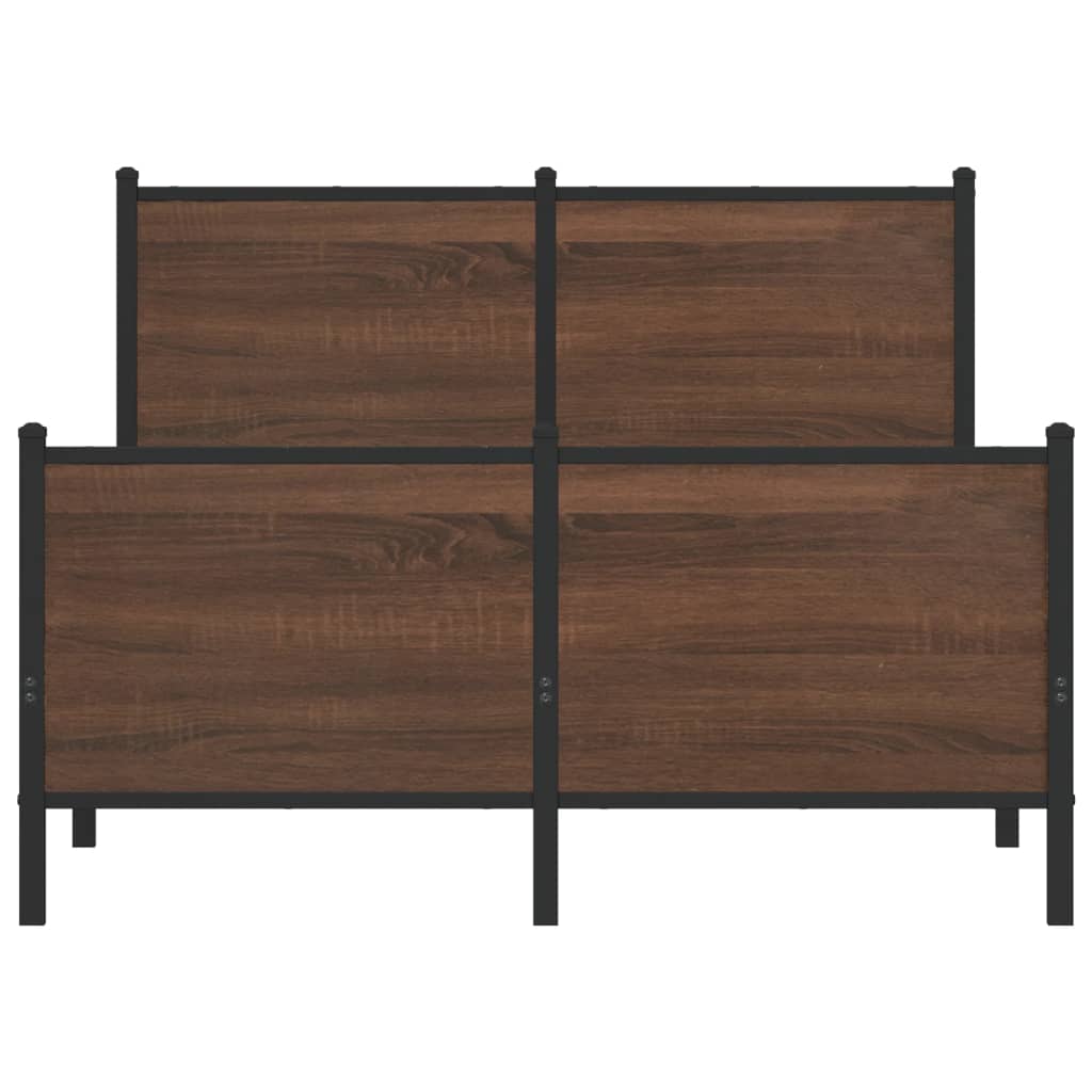 Cadre de lit en métal sans matelas chêne marron 120x190 cm