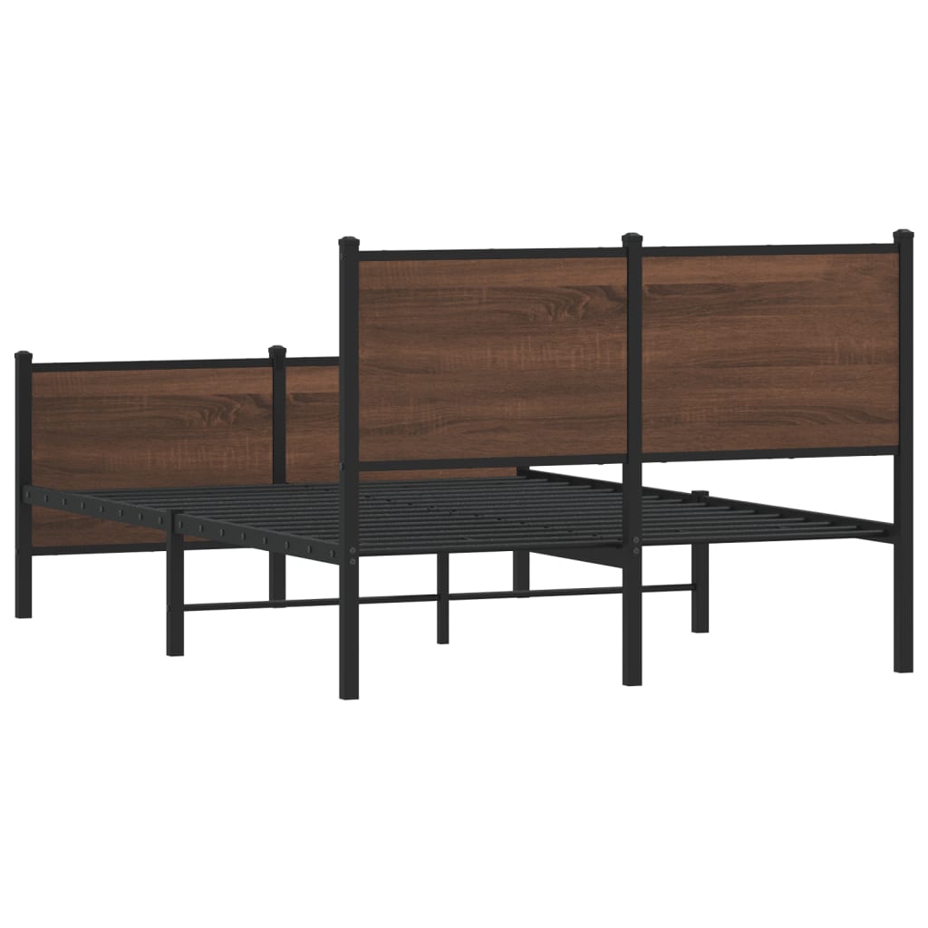 Cadre de lit en métal sans matelas chêne marron 120x190 cm