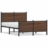 Cadre de lit en métal sans matelas chêne marron 137x190 cm