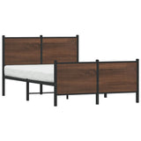 Cadre de lit en métal sans matelas chêne marron 137x190 cm