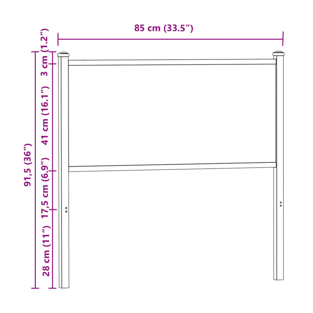 Tête de lit chêne marron 80 cm bois d'ingénierie et acier