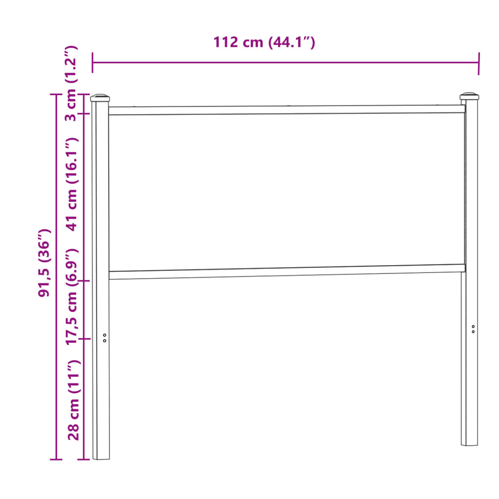 Tête de lit chêne marron 107 cm bois d'ingénierie et acier