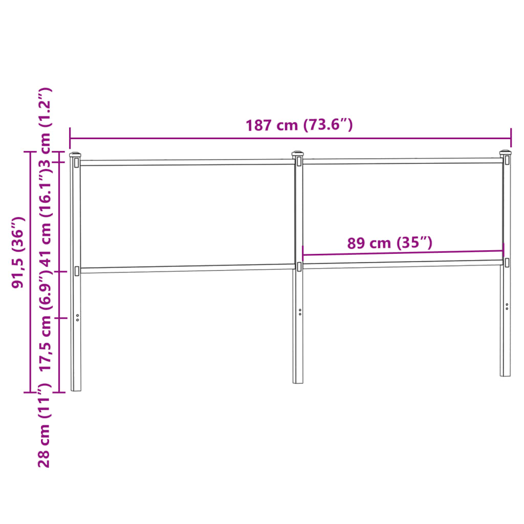 Tête de lit chêne marron 180 cm bois d'ingénierie et acier