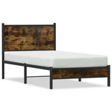 Cadre de lit en métal sans matelas chêne fumé 75x190 cm