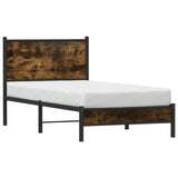 Cadre de lit en métal sans matelas chêne fumé 75x190 cm