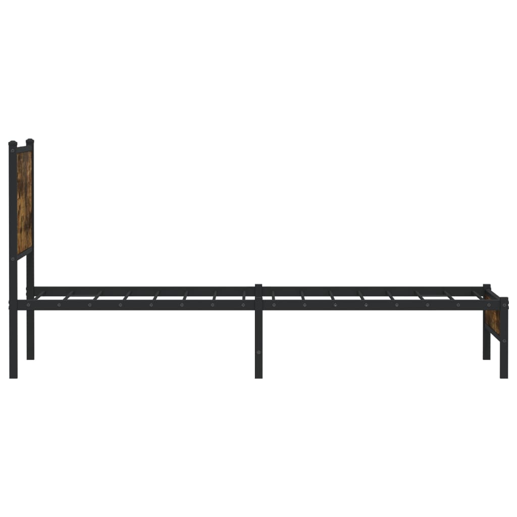 Cadre de lit en métal sans matelas chêne fumé 75x190 cm