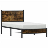 Cadre de lit en métal sans matelas chêne fumé 90x200 cm