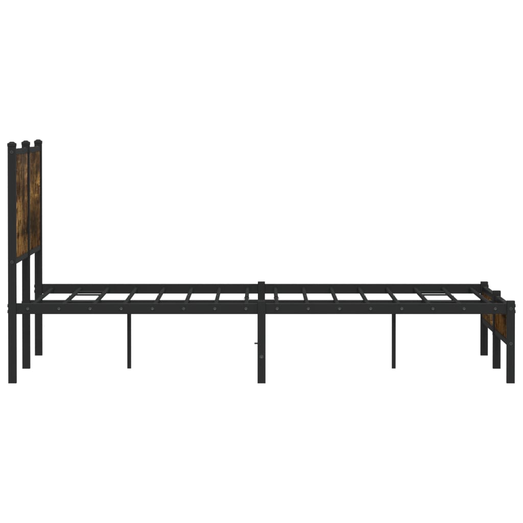 Cadre de lit en métal sans matelas chêne fumé 140x190 cm