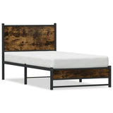 Cadre de lit en métal sans matelas chêne fumé 75x190 cm