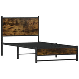 Cadre de lit en métal sans matelas chêne fumé 75x190 cm