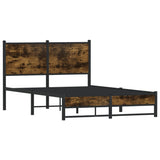 Cadre de lit en métal sans matelas chêne fumé 120x190 cm