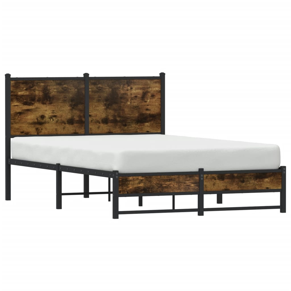 Cadre de lit en métal sans matelas chêne fumé 120x190 cm