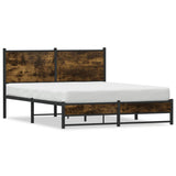 Cadre de lit en métal sans matelas chêne fumé 140x190 cm