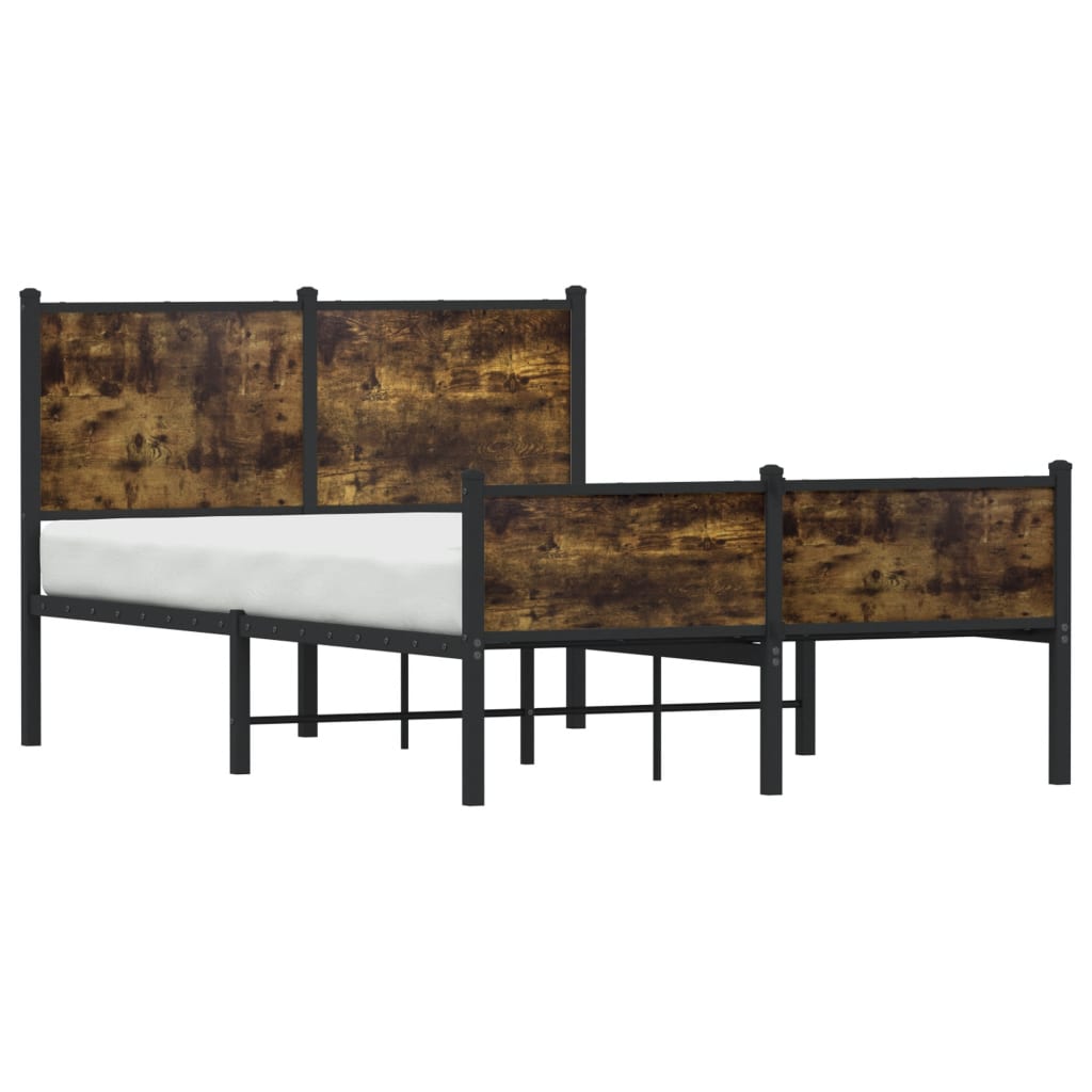 Cadre de lit en métal sans matelas chêne fumé 120x190 cm