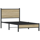 Cadre de lit en métal sans matelas chêne sonoma 75x190 cm