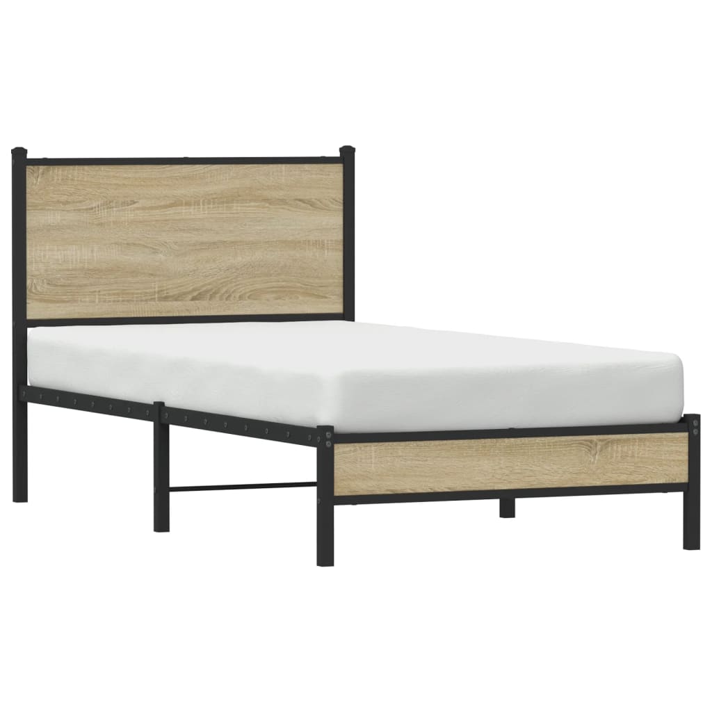 Cadre de lit en métal sans matelas chêne sonoma 75x190 cm