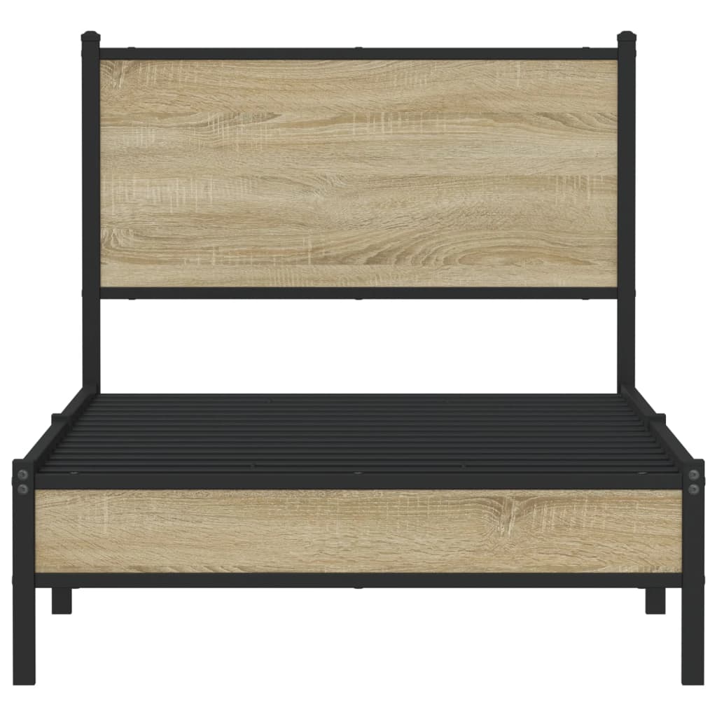 Cadre de lit en métal sans matelas chêne sonoma 75x190 cm