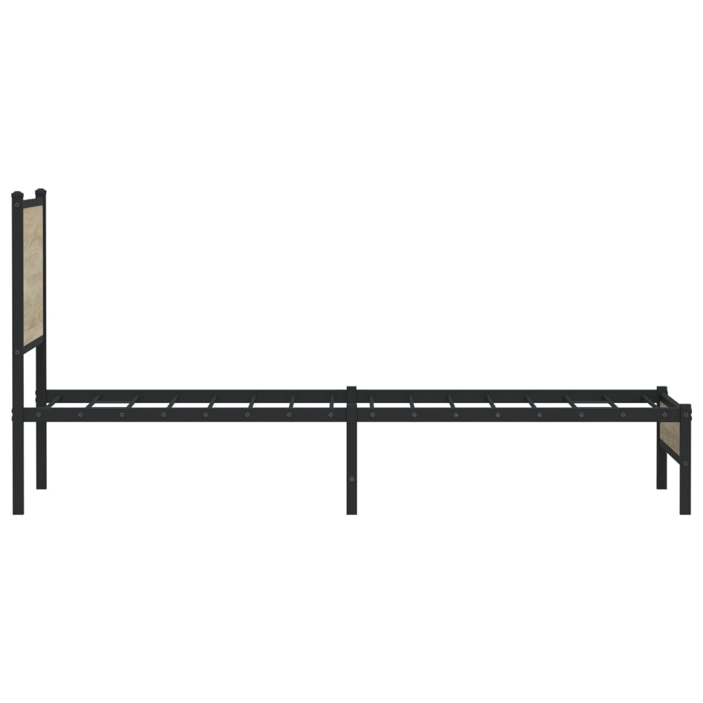 Cadre de lit en métal sans matelas chêne sonoma 75x190 cm