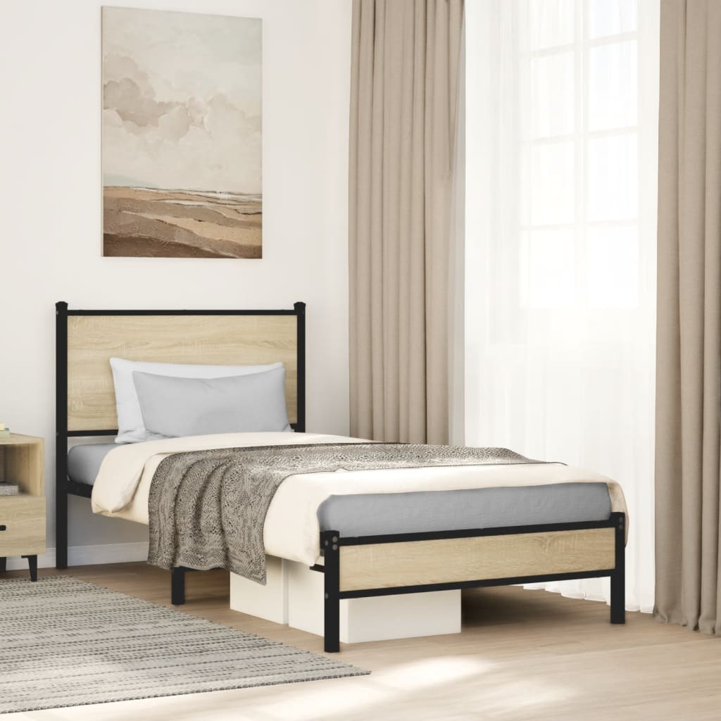 Cadre de lit en métal sans matelas chêne sonoma 80x200 cm