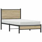 Cadre de lit en métal sans matelas chêne sonoma 90x190 cm