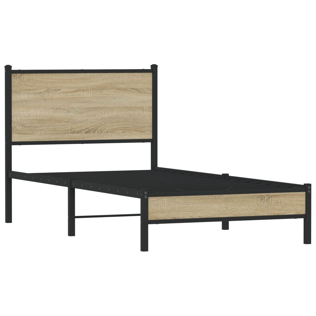 Cadre de lit en métal sans matelas chêne sonoma 90x200 cm