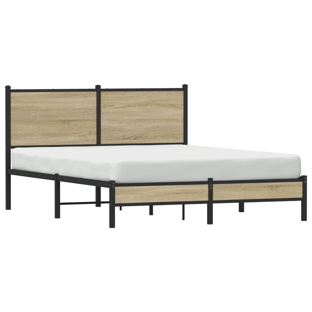 Cadre de lit en métal sans matelas chêne sonoma 137x190 cm