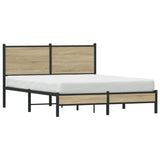 Cadre de lit en métal sans matelas chêne sonoma 140x190 cm