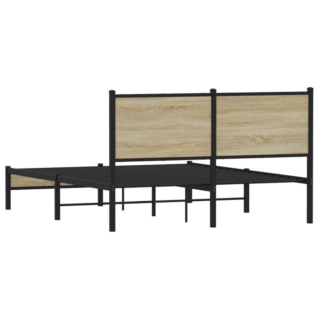 Cadre de lit en métal sans matelas chêne sonoma 140x190 cm