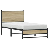 Cadre de lit en métal sans matelas chêne sonoma 75x190 cm