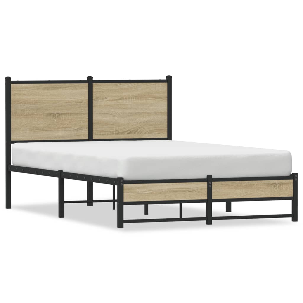 Cadre de lit en métal sans matelas chêne sonoma 120x190 cm