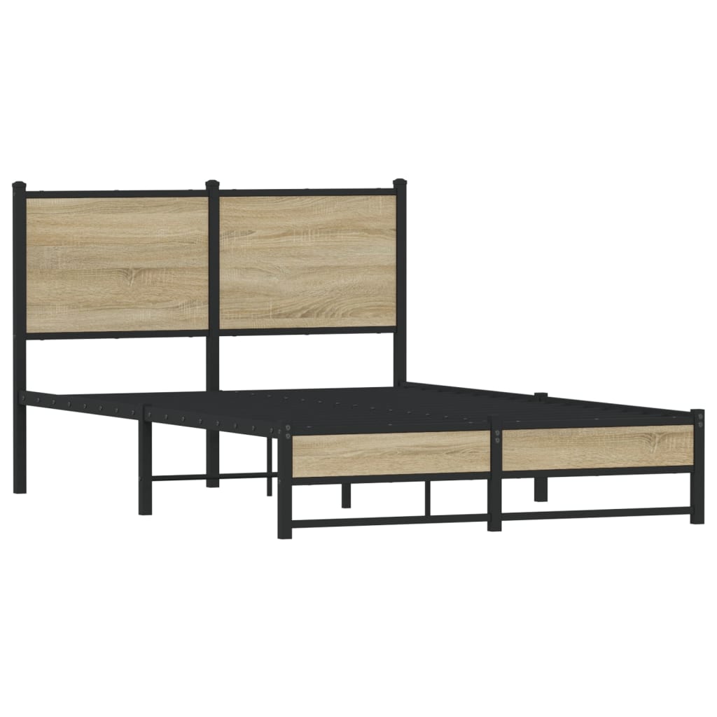 Cadre de lit en métal sans matelas chêne sonoma 120x190 cm